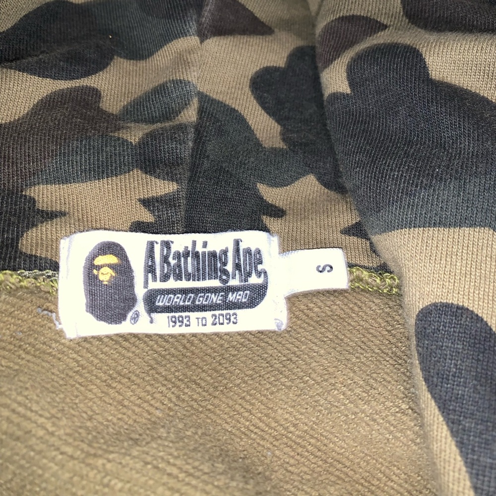 real bape hoodie it is a small bottom zipper broken top one ok. good condition.